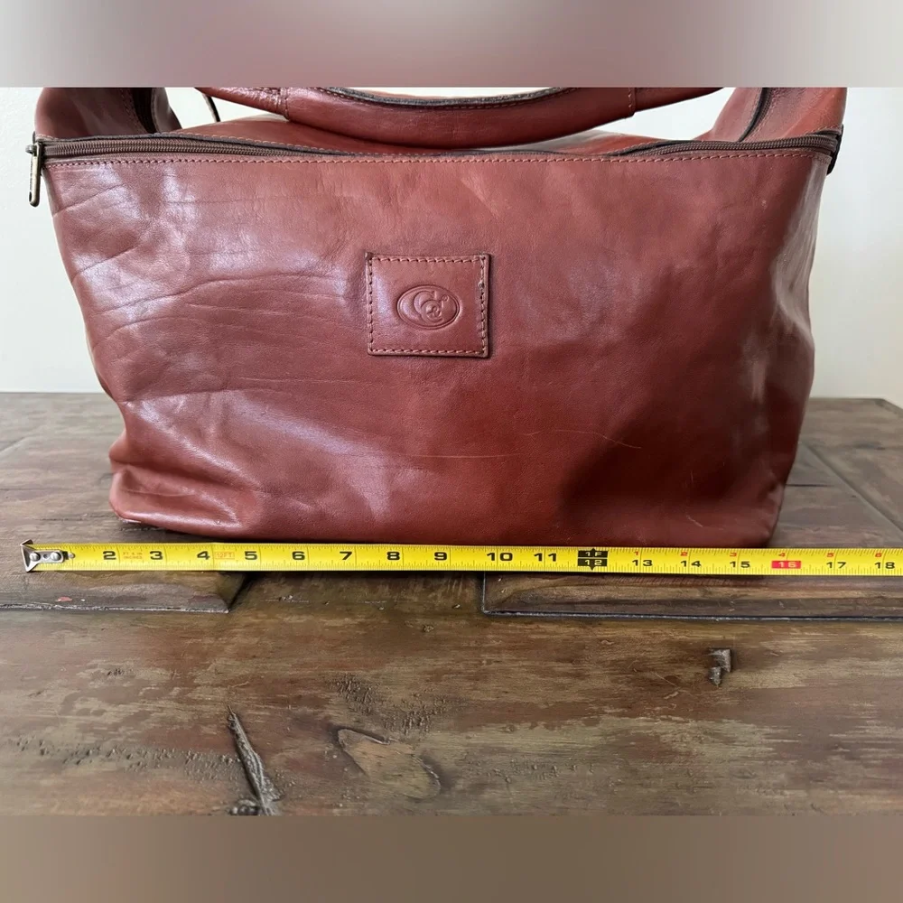 C&C vintage made in Italy brown leather weekender duffel bag unisex men‎ women